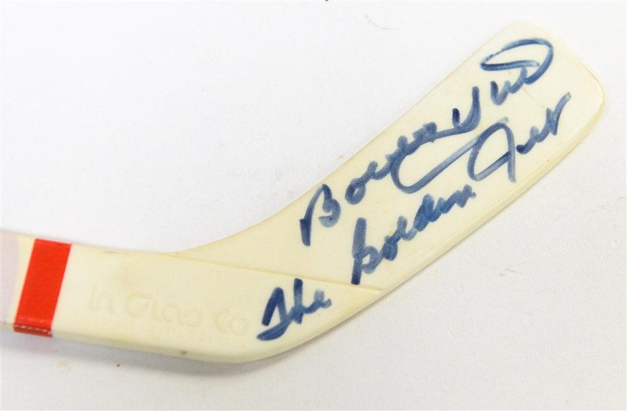 Hockey Autograph Lot (Bobby Hull Signed Mini Hockey Stick, B. Parent Signed Puck and Photo, E. Lindros Signed Puck & Magazine) - JSA Auction Letter