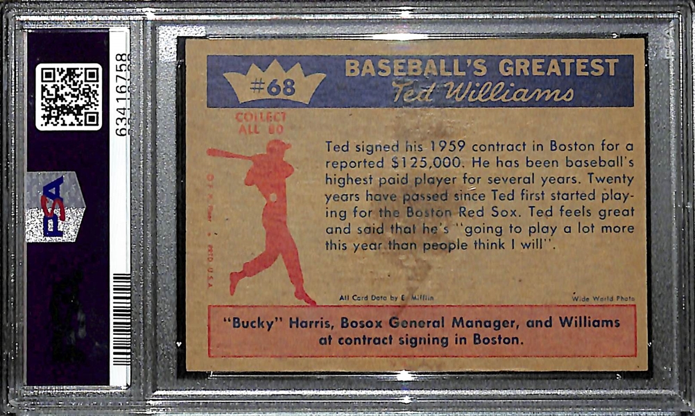1959 Fleer Ted Williams #68 Ted Signs For 1959 Graded PSA 4 VG-EX