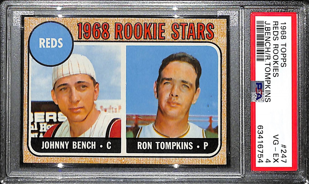 1968 Topps Johnny Bench #247 Rookie Card Graded PSA 4 VG-EX