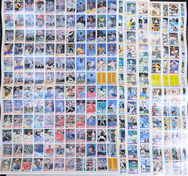 1983 Topps Baseball Card Set on (6) Uncut Sheets - Also Includes (1) 1982 Topps Uncut Sheet