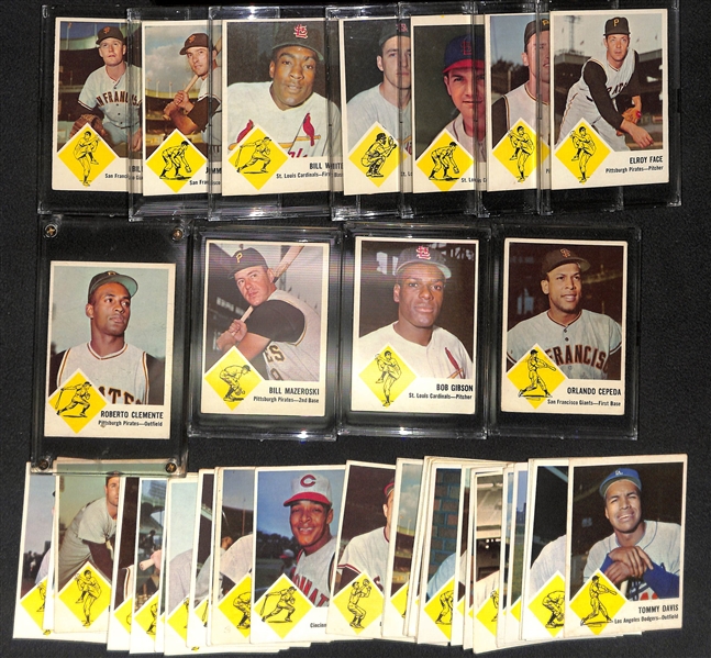Lot of (40) 1963 Fleer Baseball Cards w. Roberto Clemente