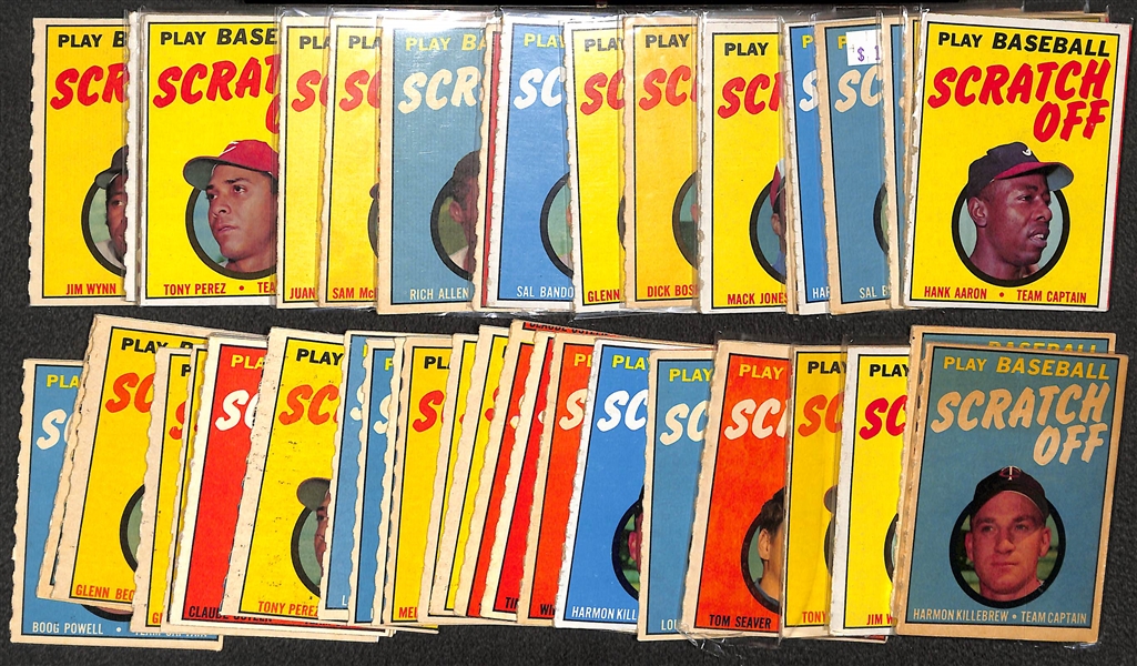 Lot of (120) 1970 Topps Booklets, (45) 1970-71 Scratch-Offs, (200) 1977 Cloth Baseball Cards