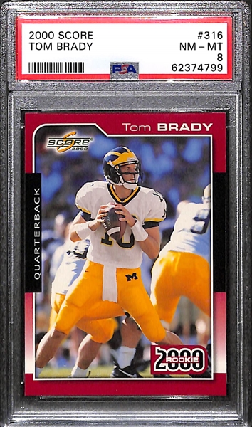 2000 Score Tom Brady Rookie Card #316 Graded PSA 8