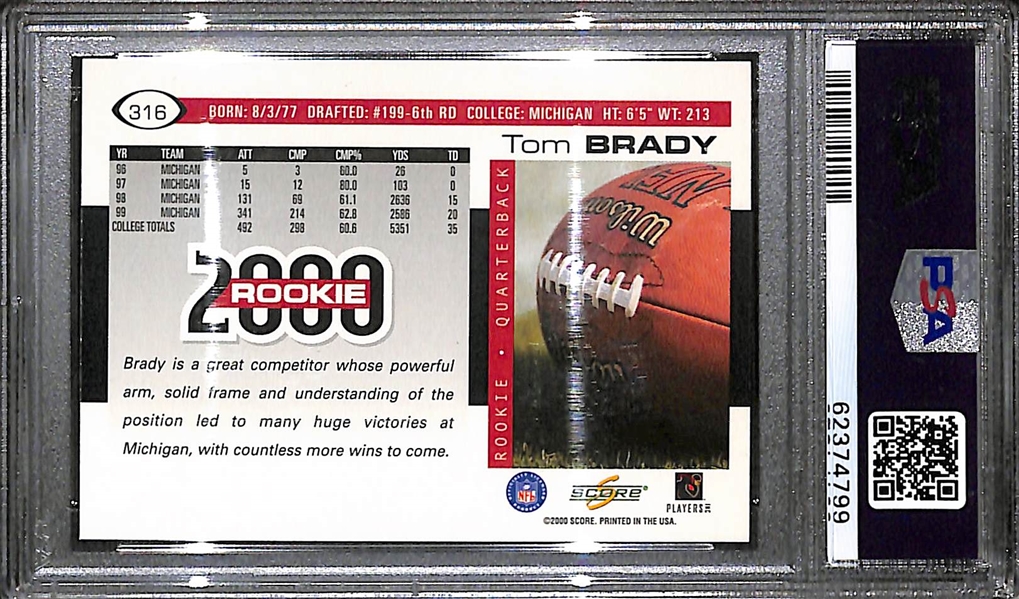 2000 Score Tom Brady Rookie Card #316 Graded PSA 8