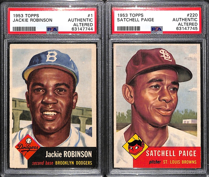1953 Topps Jackie Robinson and Satchell Paige - Both Graded PSA Authentic/Altered 