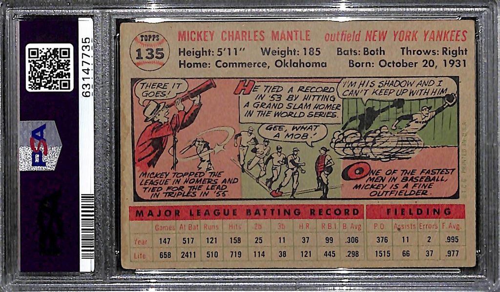 1956 Topps Mickey Mantle #135 Graded PSA 2.5