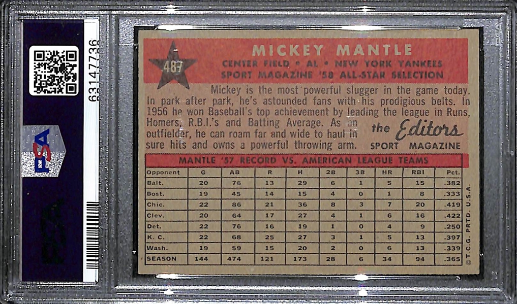 1958 Topps Mickey Mantle All-Star #487 Graded PSA 6