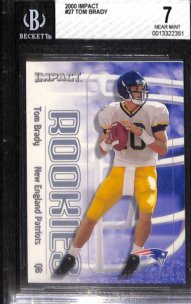 (3) 2000 Tom Brady Rookies - Ultra #234 BGS Authentic, Skybox Impact BGS 7, Aurora BGS 8