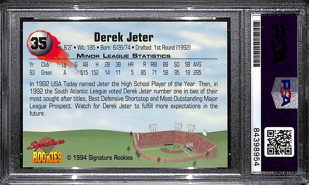 1994 Signature Rookies Derek Jeter Autograph Card #987/8650 Graded PSA Authentic