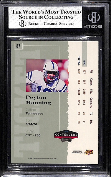 Rare 1998 Playoff Contenders Peyton Manning Rookie Ticket Red #87 Graded BGS 8