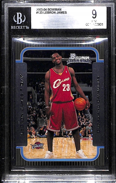 2003-04 Bowman LeBron James #123 Rookie Card Graded BGS 9 Mint