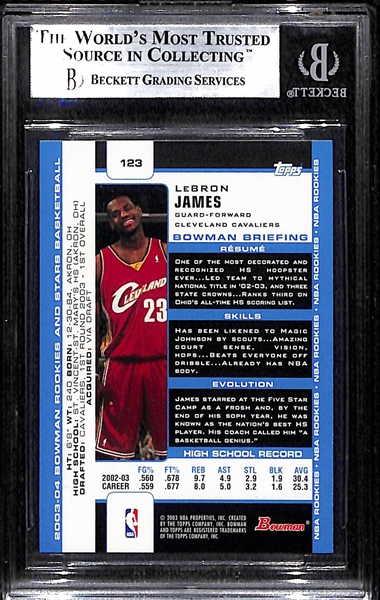 2003-04 Bowman LeBron James #123 Rookie Card Graded BGS 9 Mint