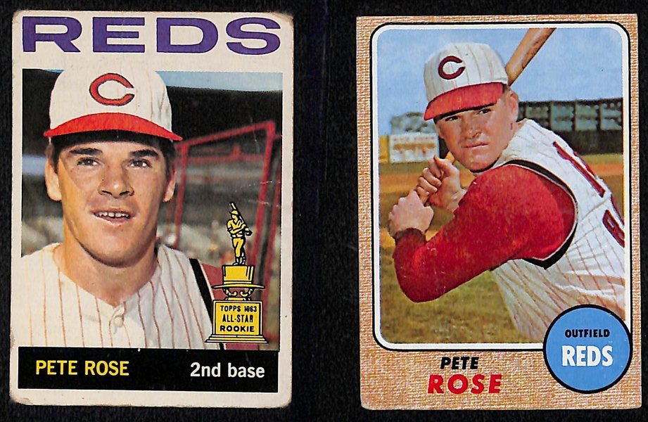  Lot of (18) 1959-1968 Topps Cards of B. Robinson/F. Robinson/Rose/Yaz