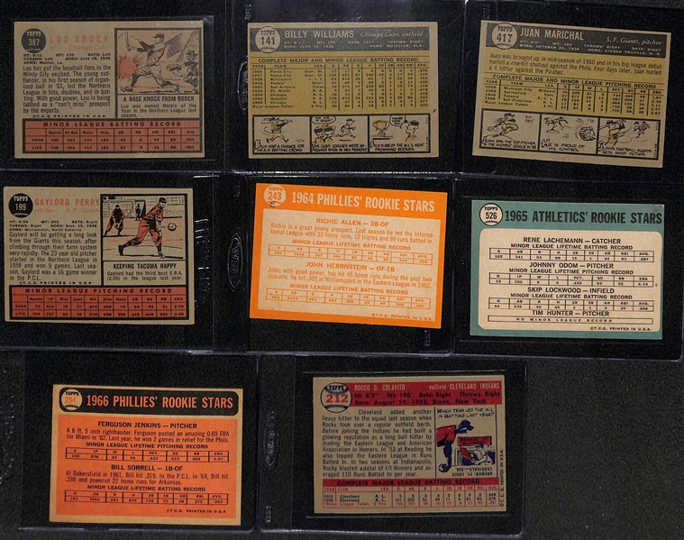 Lot of (19) 1957-1966 Topps Star & HOFer Rookie Cards w. 1962 Lou Brock
