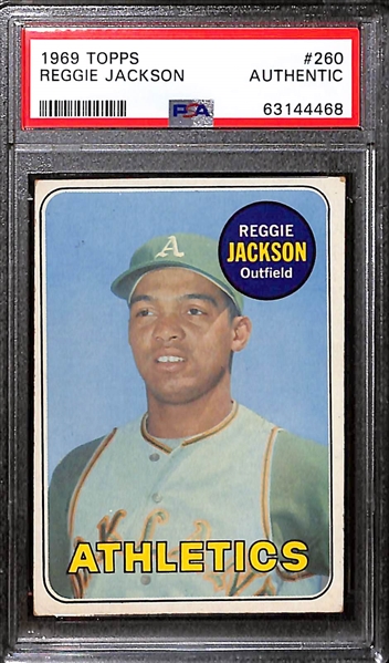 Lot of (2) 1969 Topps Reggie Jackson Rookies #280 - PSA 3 and PSA Authentic
