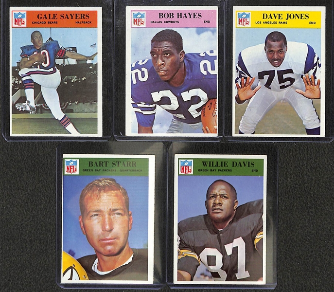  Lot of (130) 1965 & (30) 1966 Philadelphia Football Cards w. 1965 Paul Warfield Rookie Card 