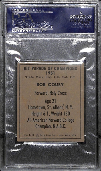 1951 Berk Ross Bob Cousy Rookie Card Graded PSA 6 EX-MT