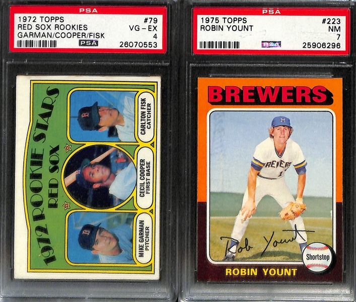 Lot of (8) Mostly 1970s Graded Rookie Lot w/ Rickey Henderson, Fisk, Winfield, Yount, Murray, O. Smith