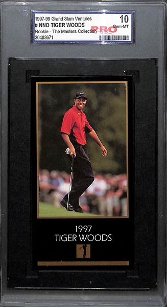 Lot of (3) Graded 1997-99 Grand Slam Ventures Tiger Woods Rookie Cards