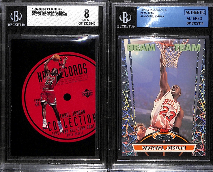 Michael Jordan Insert Lot - 1997 Upper Deck Records Collection (BGS 8) & 1992 Stadium Club Beam Team (BGS Authentic)