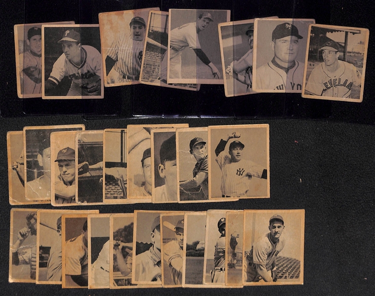 Lot of (27) 1948 Bowman Baseball Cards w. Bob Feller