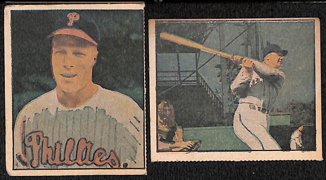 Lot of (9) 1951 Bowman Baseball Cards & (15) 1951 Berks Ross Cards w. 1951 Bowman Leo Durocher