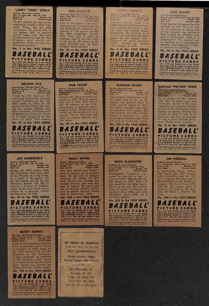 Lot of (13) 1952 Bowman Baseball Cards w. Yogi Berra