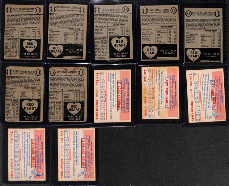  Lot of (7) 1954 Red Heart & (5) 1954 Dan-Dee Cards w. 1954 Red Heart Ralph Kiner