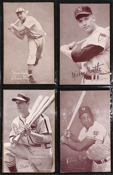  Lot of (100+) Baseball Exhibit Cards from 1947-1966 w. DiMaggio & Mantle
