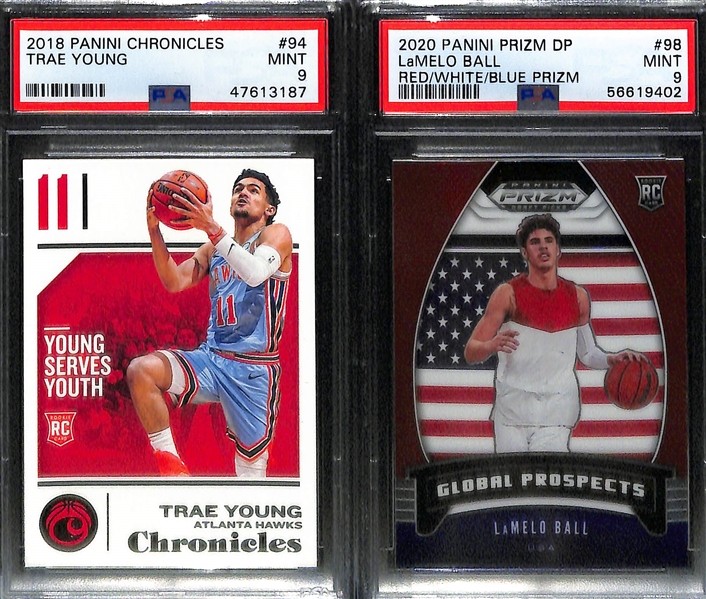 Lot of (9) PSA Graded Basketball Mostly Rookies w. Curry, Wade, Westbrook, Morant, Young, L. Ball