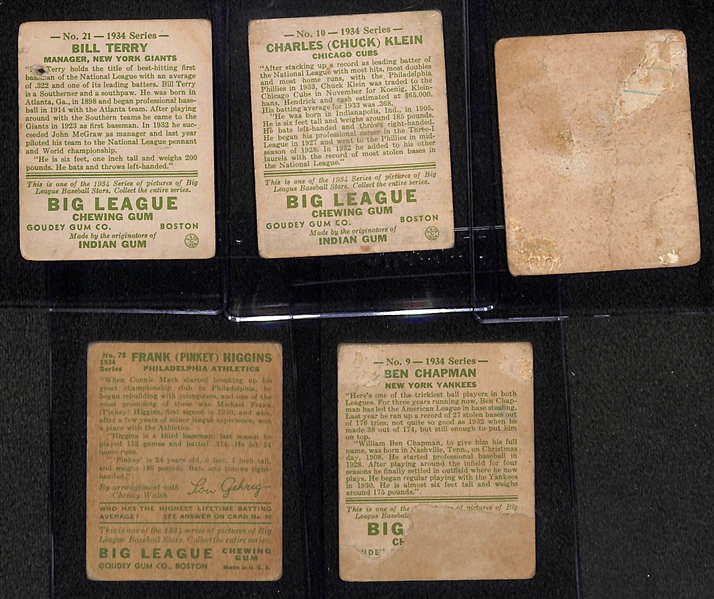  Lot of (35) 1934 Goudey Baseball Cards w. Bill Terry