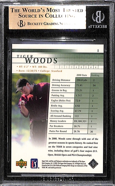 2001 Upper Deck Tiger Woods # 1 Graded BGS 10 Pristine