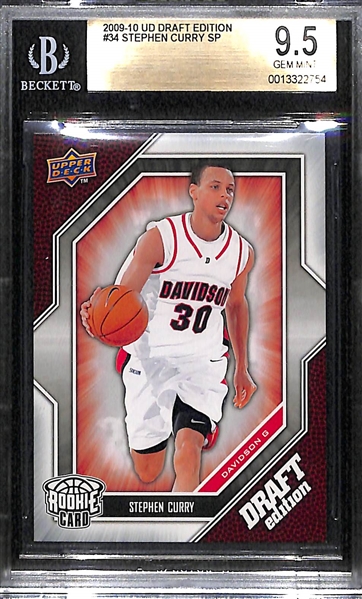 2009-10 UD Draft Edition #34 Stephen Curry Short Print Rookie Graded BGS 9.5 Gem Mint