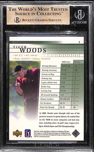 2001 Upper Deck Tiger Woods # 1 Graded BGS 10 Pristine