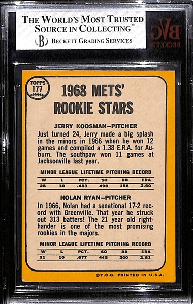 1968 Nolan Ryan Rookie Card #177 (Mets Rookies) Graded Beckett BVG 5 EX