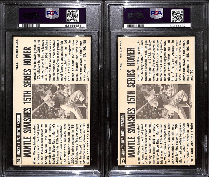 (2) 1964 Topps Giants Mickey Mantle Cards - Graded PSA 5 and PSA 6