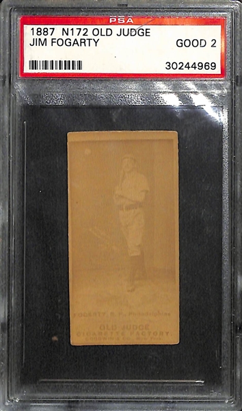 Lot of (2) 1887 Old Judge Cigarettes Graded Baseball Cards w/ J. Fogarty & J. Freeman