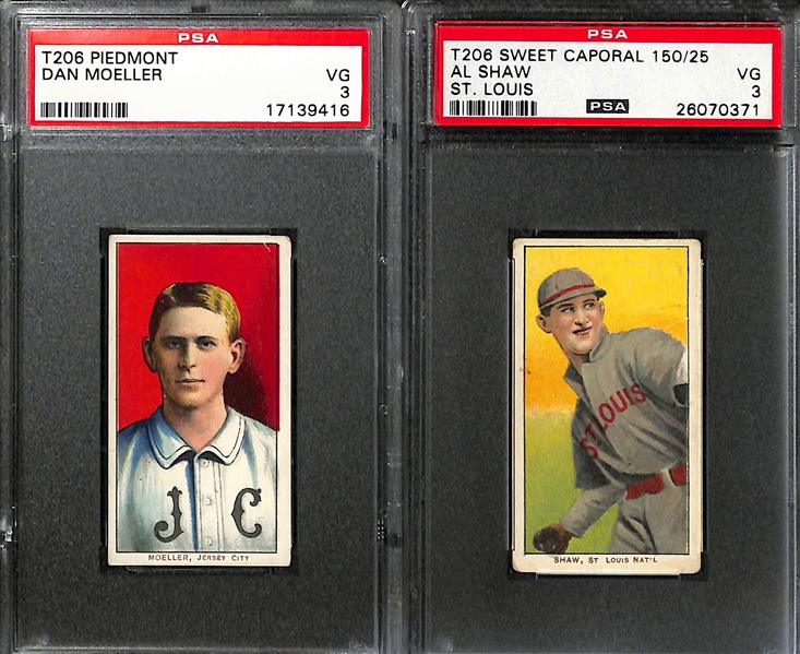 Lot of (5) 1909 T206 PSA Graded Baseball Cards (All PSA 3) w. Patsy Dougherty