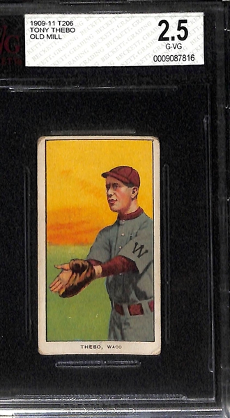 Lot of (2) 1909 T206 BGS Graded Old Mill Cigarettes Baseball Cards - Perdue & Thebo