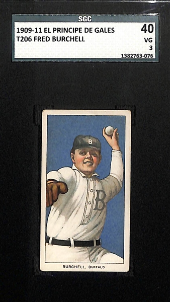 Lot of (2) 1909-11 T206 SGC Graded Baseball Cards w/ Rare El Principe De Gales & Polar Bear Backs