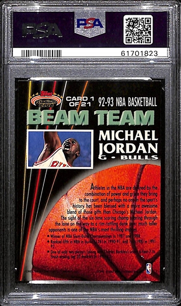 1992 Stadium Club Michael Jordan Beam Team Graded PSA 9 