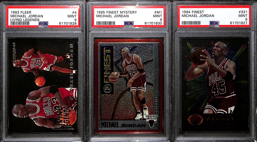 Lot of (3) PSA Graded 9 Michael Jordan Basketball Cards w. 1993 Fleer Living Legends