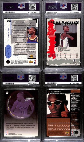 Lot of (4) 1996 Kobe Bryant PSA Graded Rookie w. 1996 Upper Deck PSA 9