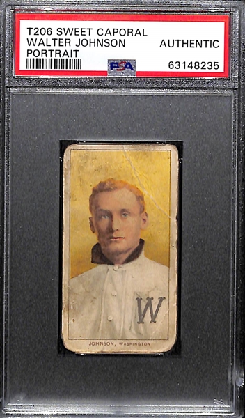 1909-11 T206 Walter Johnson Portrait (Sweet Caporal Back) Graded PSA 1 - Paper Loss on Back
