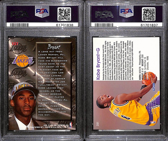 Lot of (2) 1996 PSA Graded Kobe Bryant Rookies w. Fleer Metal PSA 9