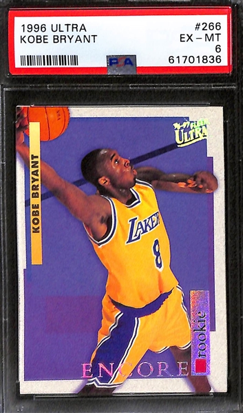 Lot of (4) 1996 Kobe Bryant PSA Graded Rookies w. 1996 Stadium Club Rookies 2 PSA 9