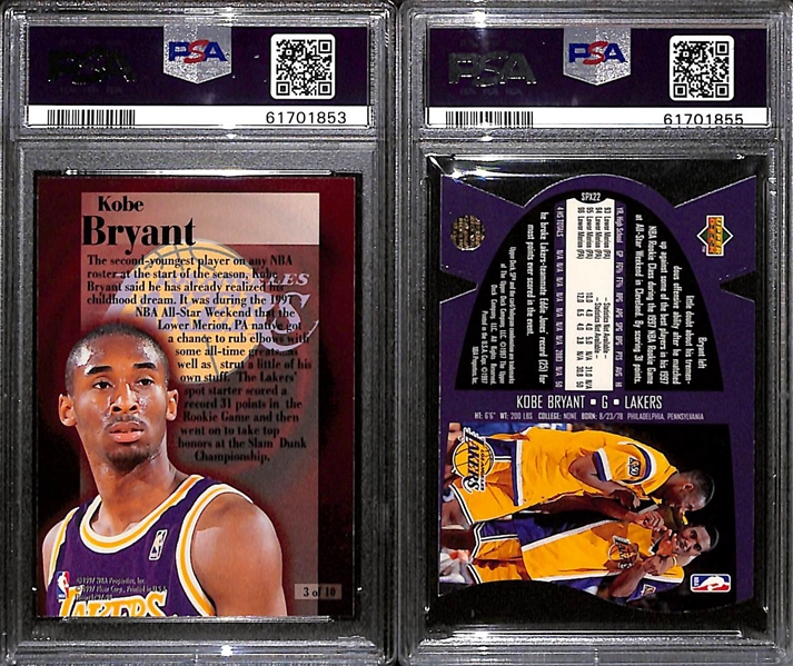 Lot of (2) PSA Graded 1997 Kobe Bryant Cards w. 1997 Fleer Rookie Rewind PSA 10!