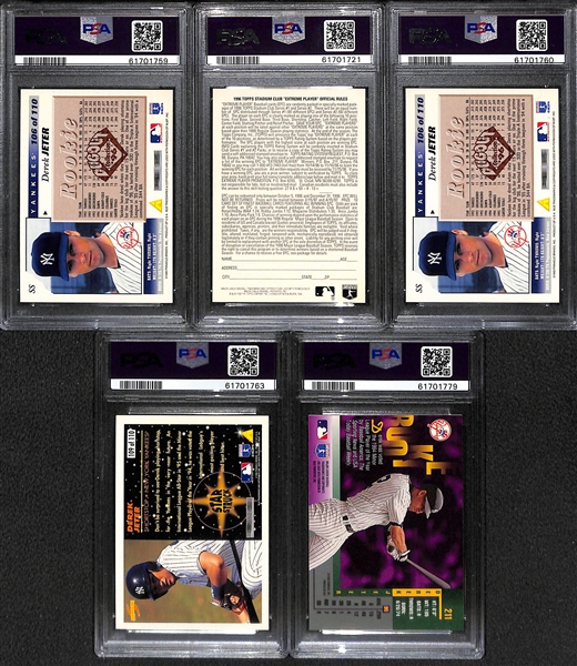 Lot of (5) PSA Graded Derek Jeter Cards w. 1996 Score Dugout Collections Series 1 Artist's Proof PSA 9