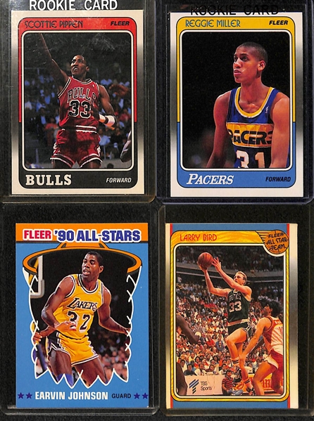 Lot of (16) 1980s and 1990 Basketball Hall of Famers w. 1990 Jordan Stickers, Pippen & R. Miller Rookies