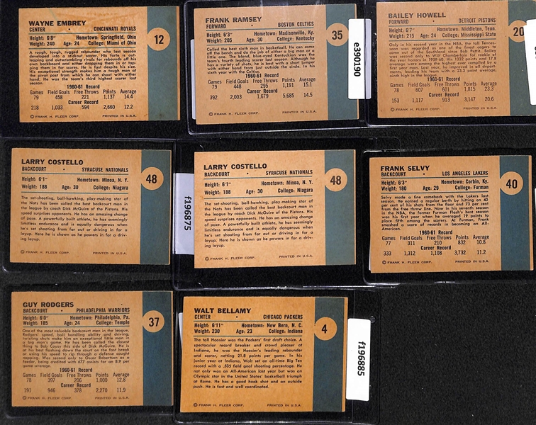 Lot of (8) 1961-62 Fleer Basketball Cards 